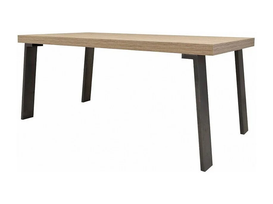Table 168x88cm avec pieds en métal, Collection SHOW, coloris chêne clair