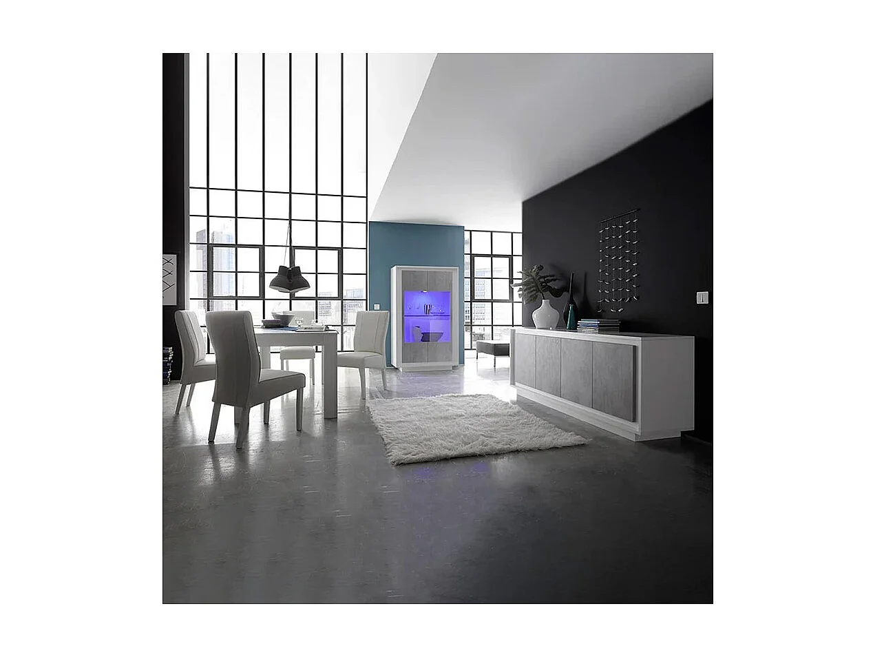 Table extensible 137x90, Collection FALL, couleur blanc laqué brillant