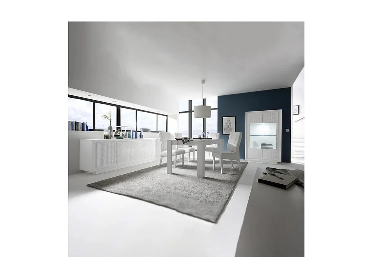 Table extensible 137x90, Collection FALL, couleur blanc laqué brillant