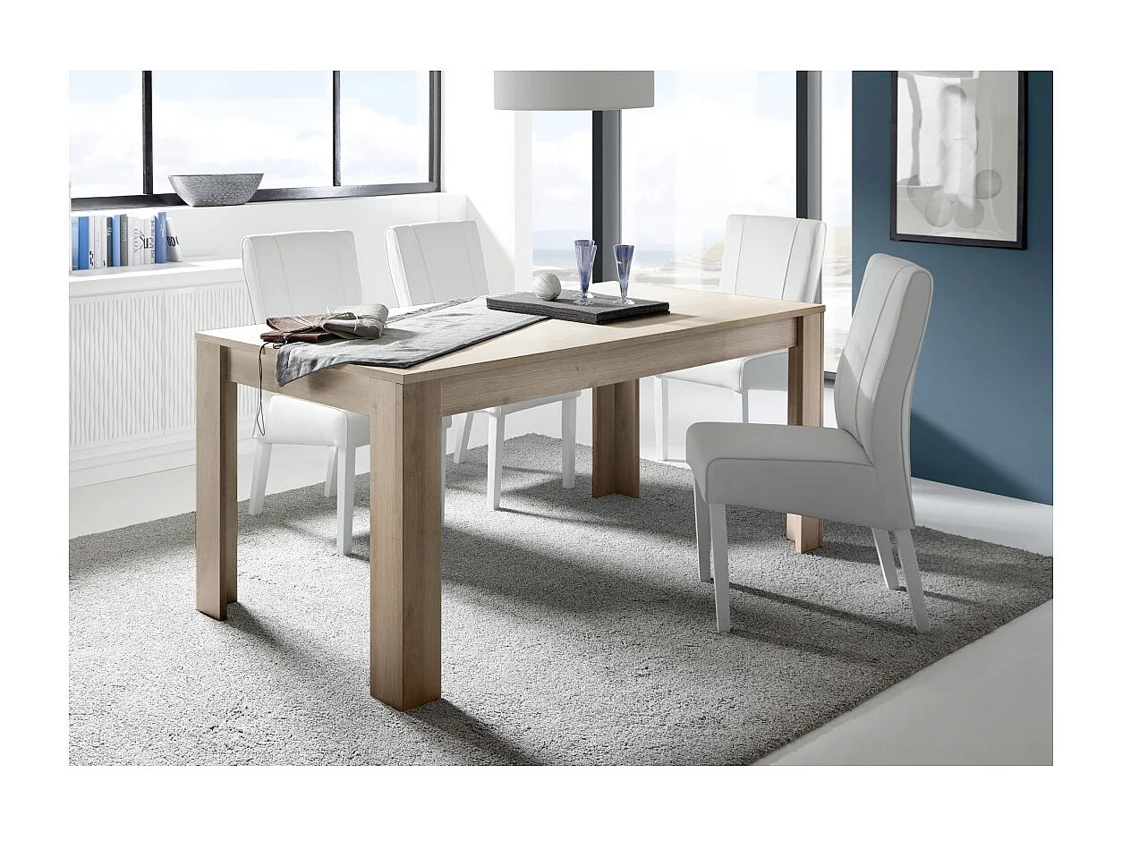 Table 180x90, Collection ZEFIR, coloris chêne clair, idéal pour votre salle à manger