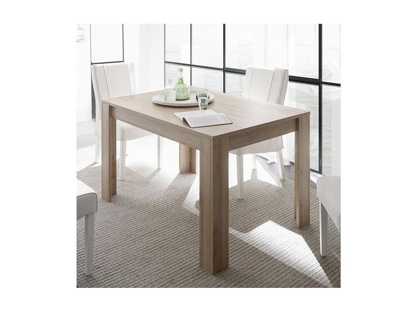 Table 180x90, Collection ZEFIR, coloris chêne clair, idéal pour votre salle à manger