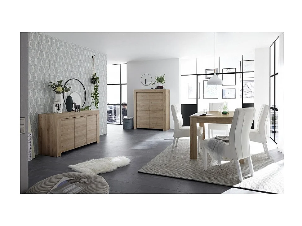 Table 180x90, Collection ZEFIR, coloris chêne clair, idéal pour votre salle à manger