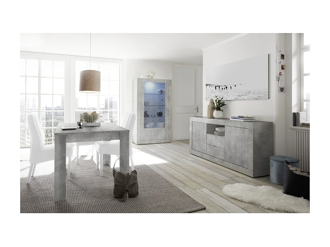 Table extensible Collection URBAN couleur béton, dimensions 137x90cm