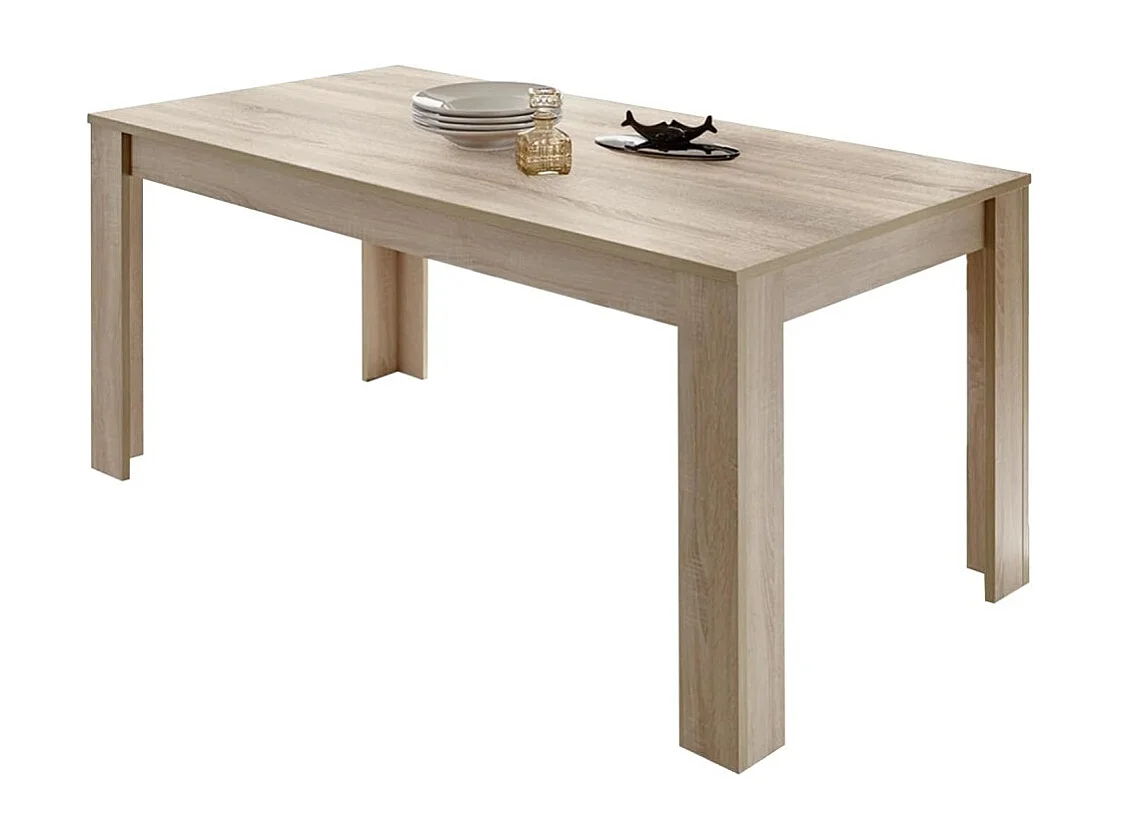 Table 180x90cm avec pieds en bois, Collection SHOW, coloris chêne sonoma