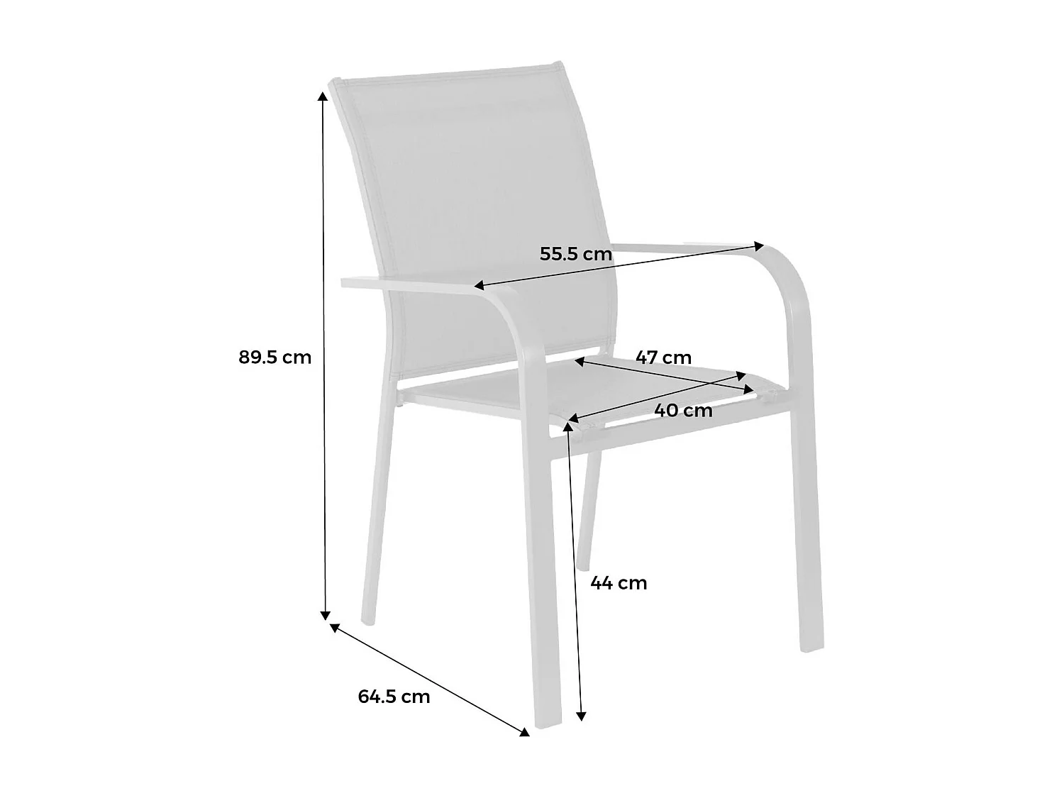 Silla de jardín apilable de aluminio y textileno, set de 2 verde kaki