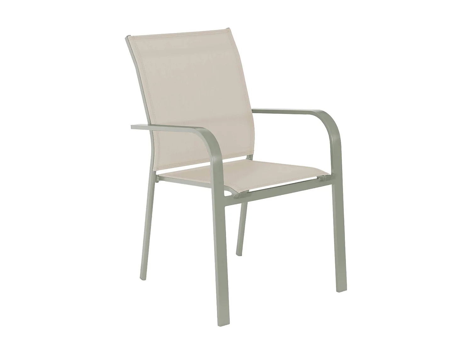 Silla de jardín apilable de aluminio y textileno, set de 2 verde kaki
