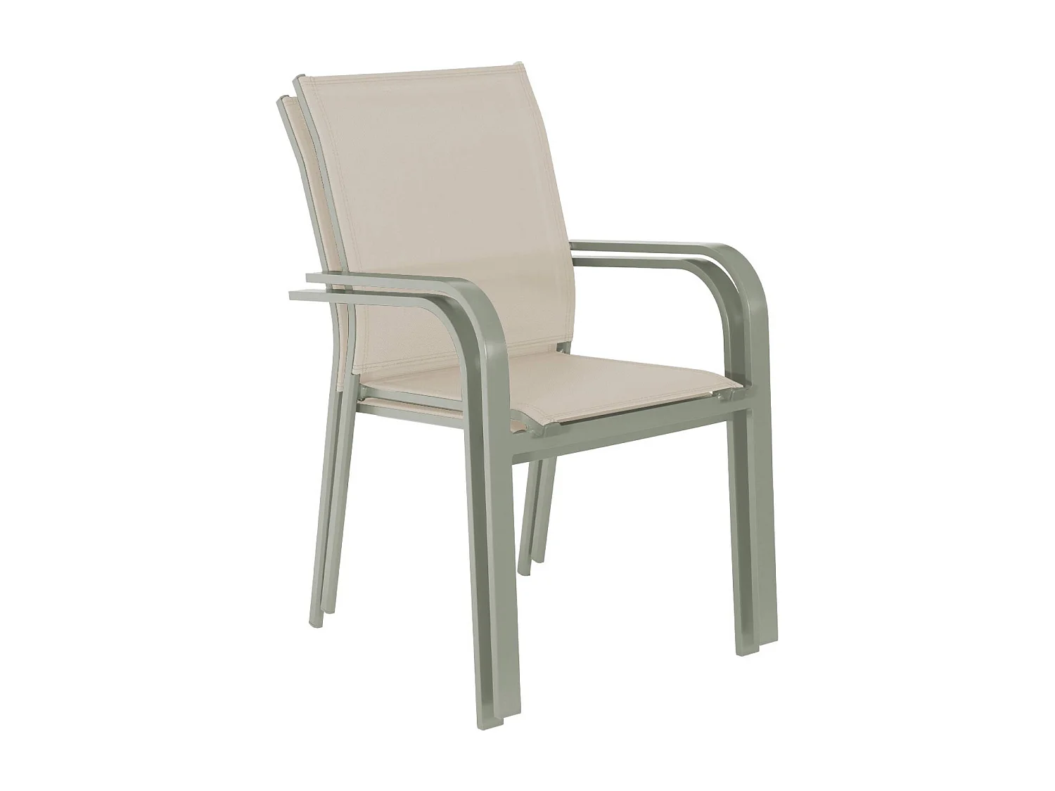 Silla de jardín apilable de aluminio y textileno, set de 2 verde kaki