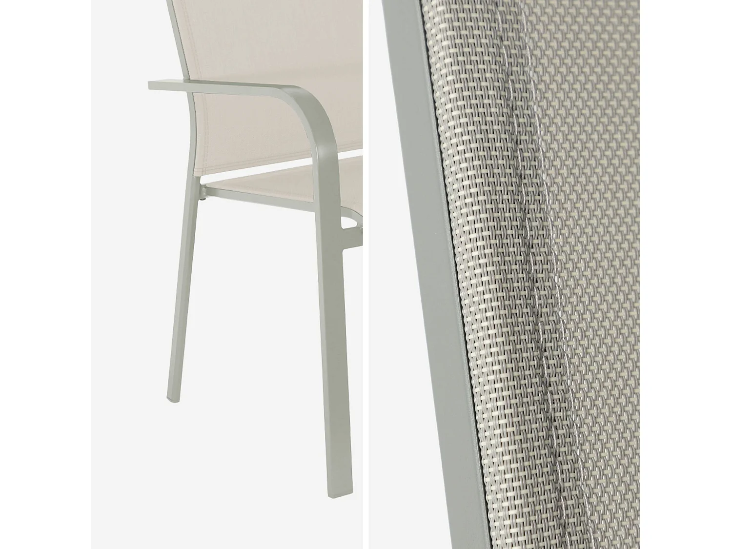 Silla de jardín apilable de aluminio y textileno, set de 2 verde kaki