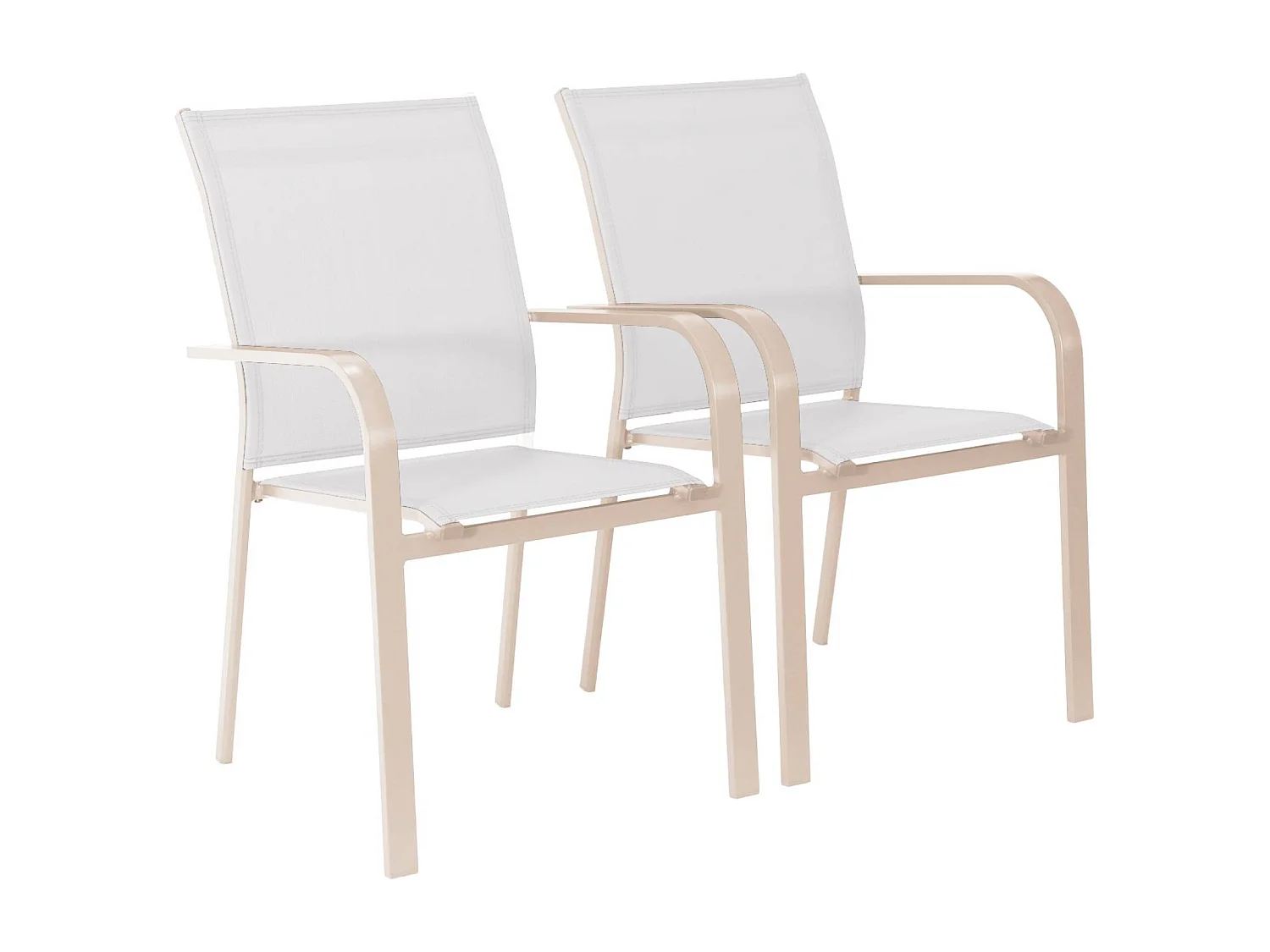 Silla de jardín apilable de aluminio y textileno, set de 2 beige