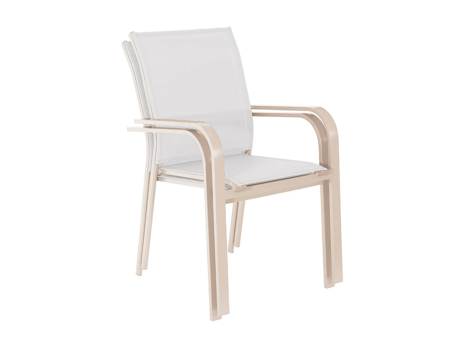 Silla de jardín apilable de aluminio y textileno, set de 2 beige