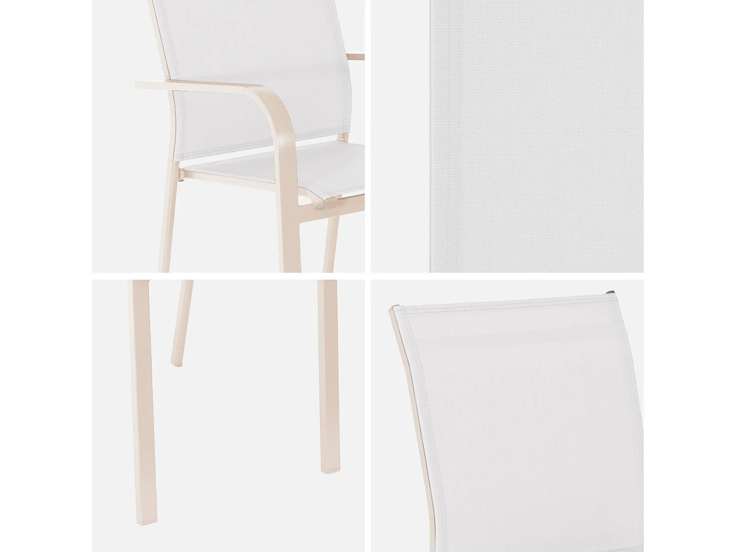 Silla de jardín apilable de aluminio y textileno, set de 2 beige