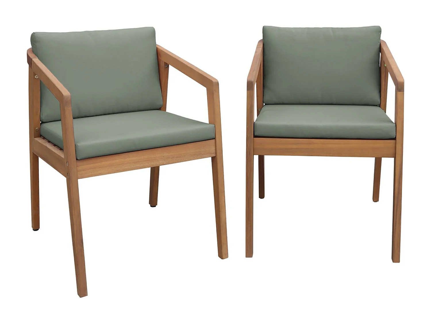 Set 2 sedie da giardino in legno di acacia, verde kaki