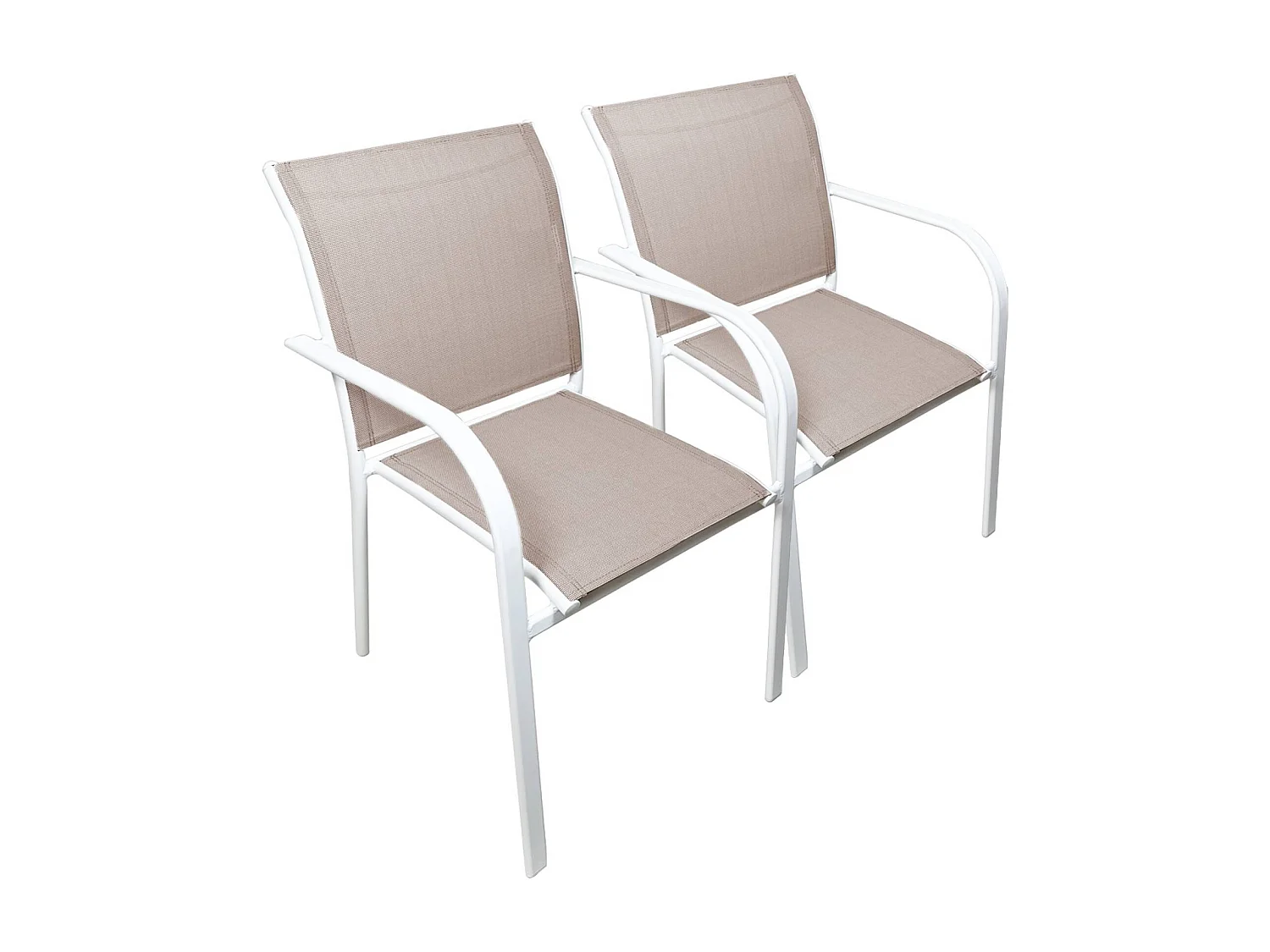 Silla de jardín de aluminio y textileno, set de 2 blanco