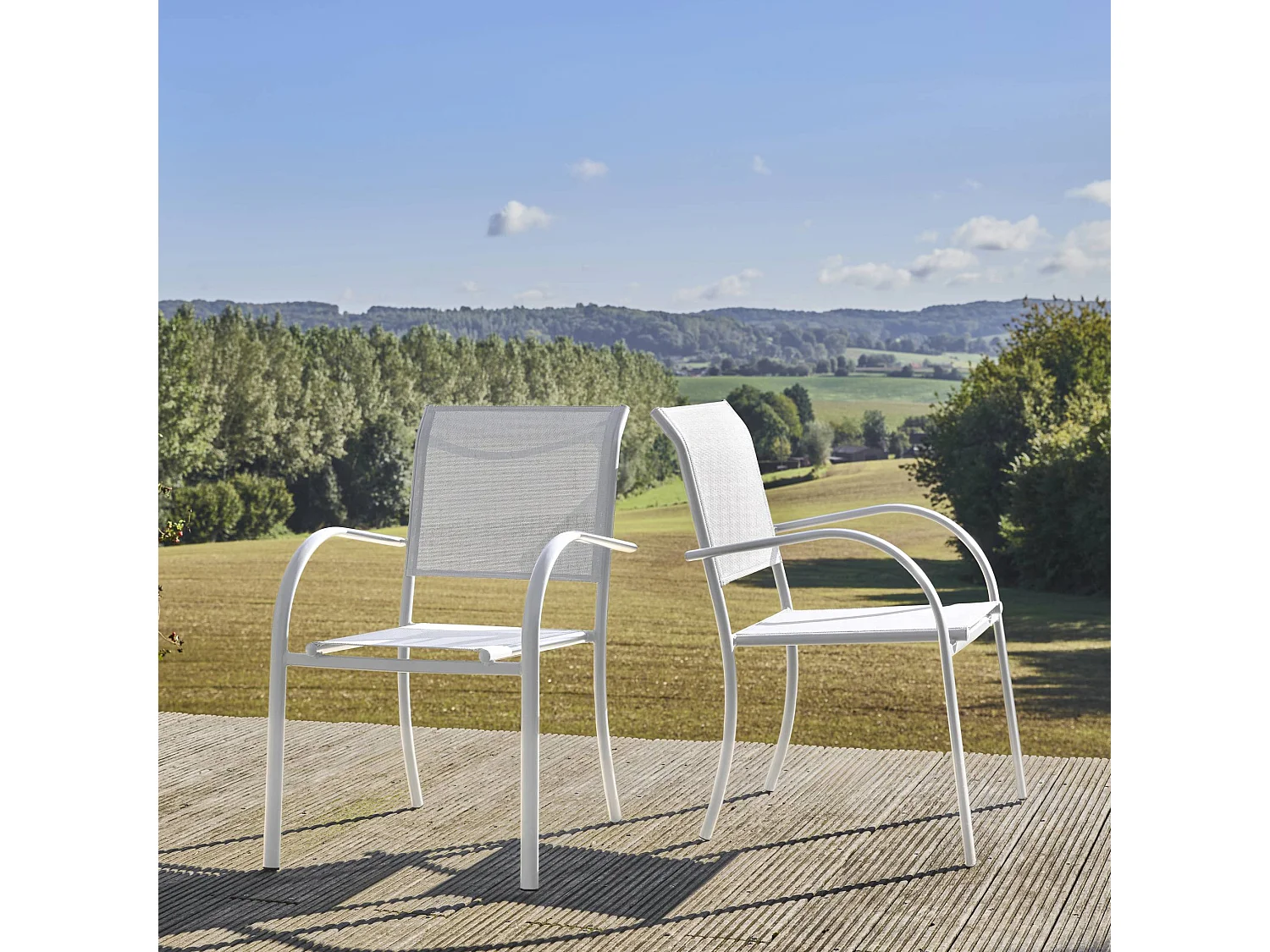 Silla de jardín de aluminio y textileno, set de 2 blanco