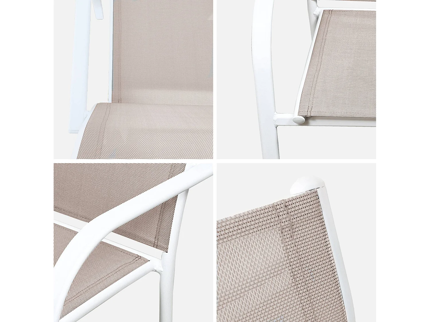 Silla de jardín de aluminio y textileno, set de 2 blanco