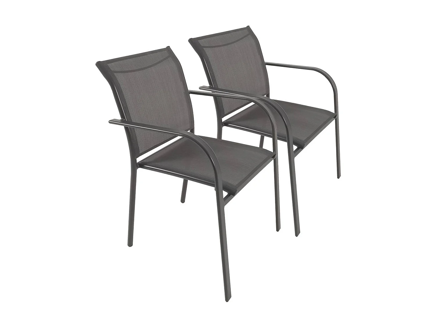 Silla de jardín de aluminio y textileno, set de 2 antracita