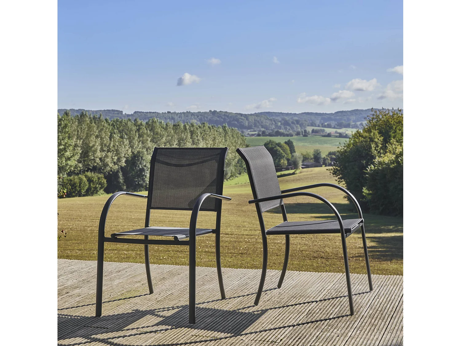 Silla de jardín de aluminio y textileno, set de 2 antracita