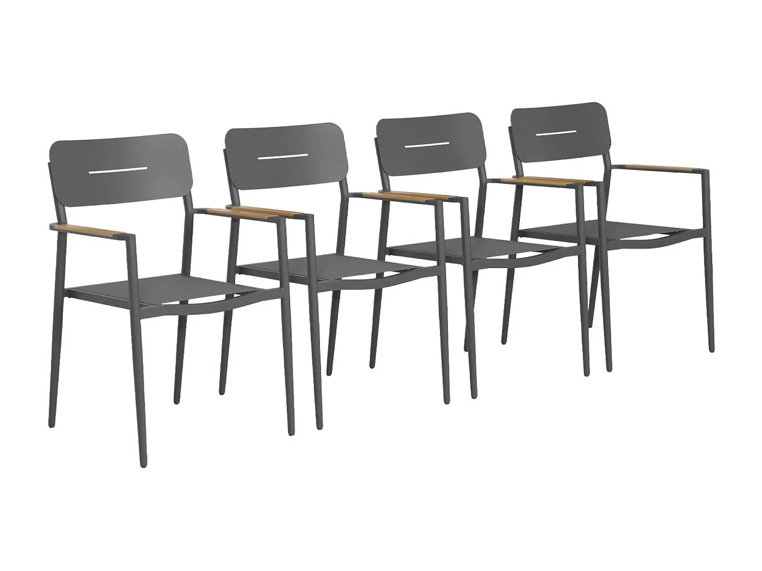 Sillón de jardín de aluminio y textileno, set de 4 antracita