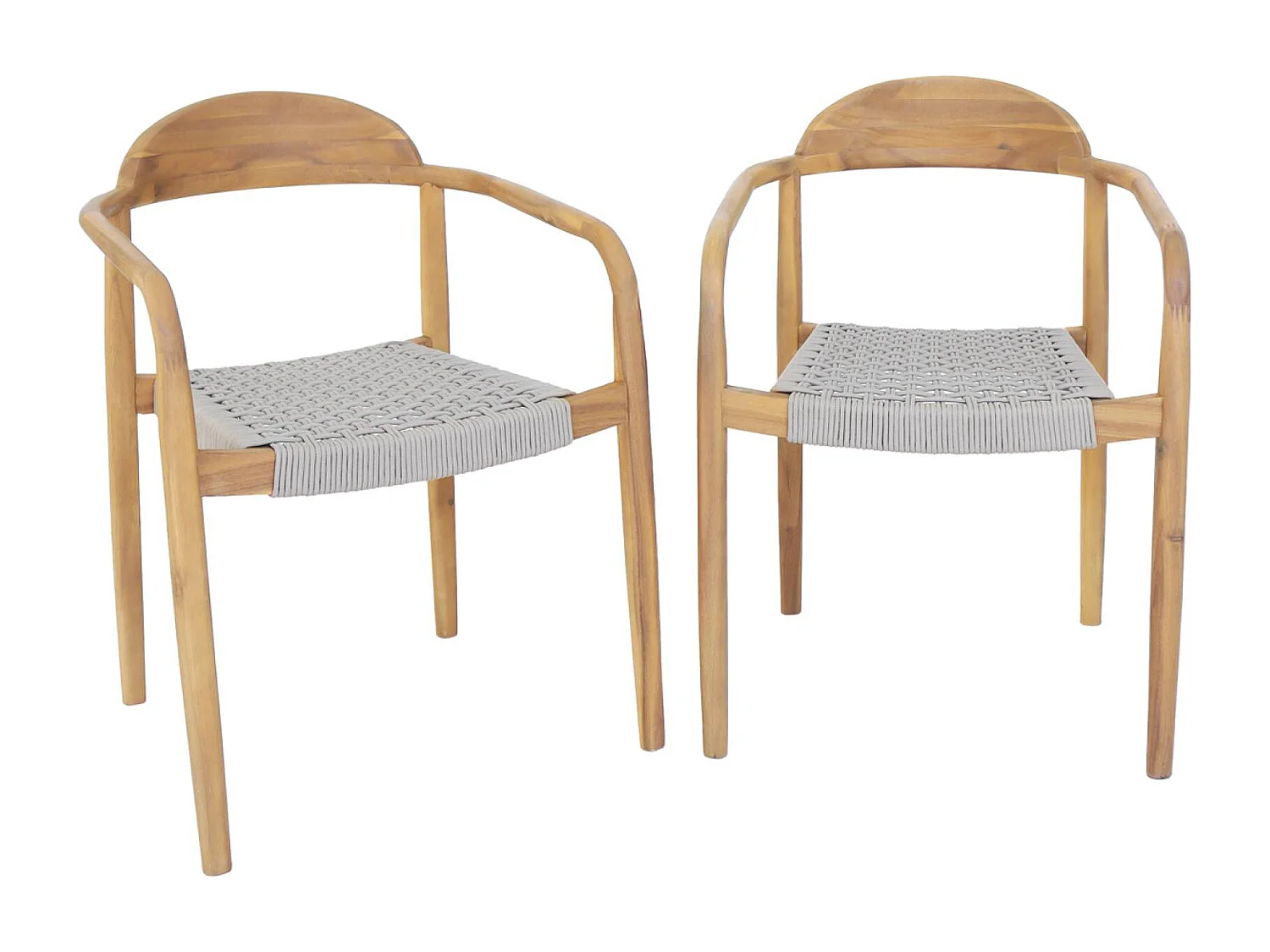 Set di 2 poltrone in legno di acacia, seduta beige in resina | sweeek