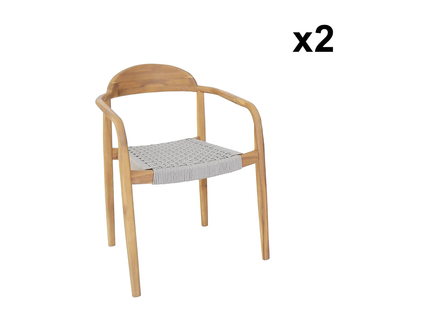 Set di 2 poltrone in legno di acacia, seduta beige in resina | sweeek