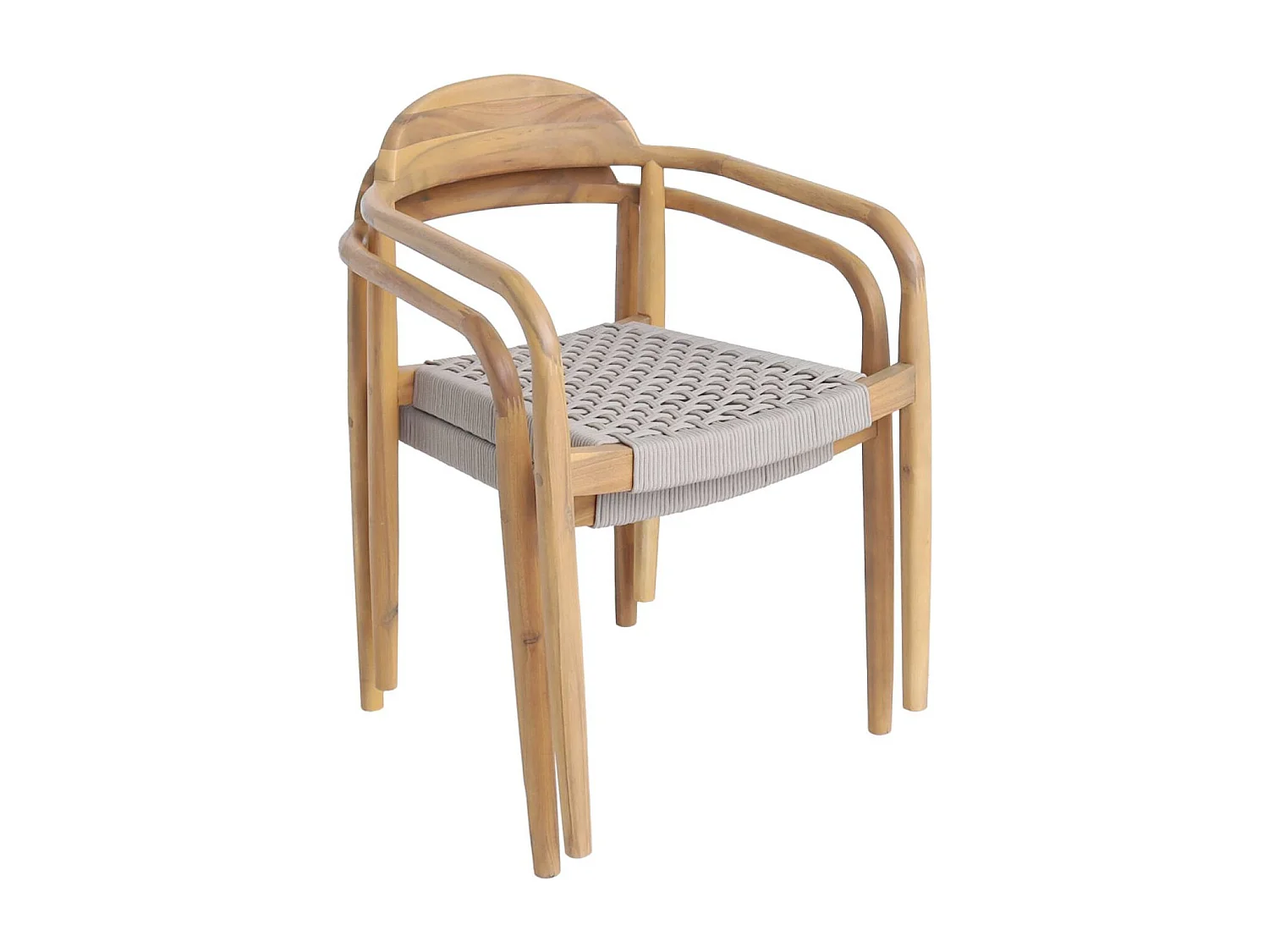 Set di 2 poltrone in legno di acacia, seduta beige in resina | sweeek