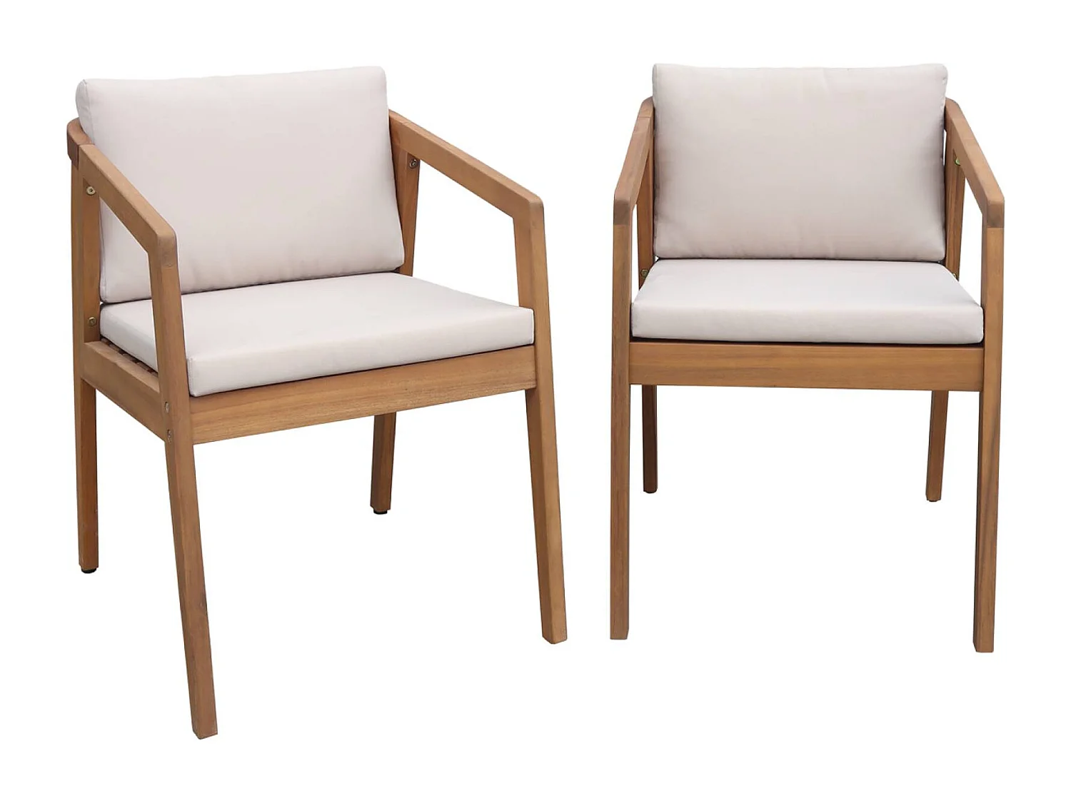 Set 2 sedie da giardino in legno di acacia, beige