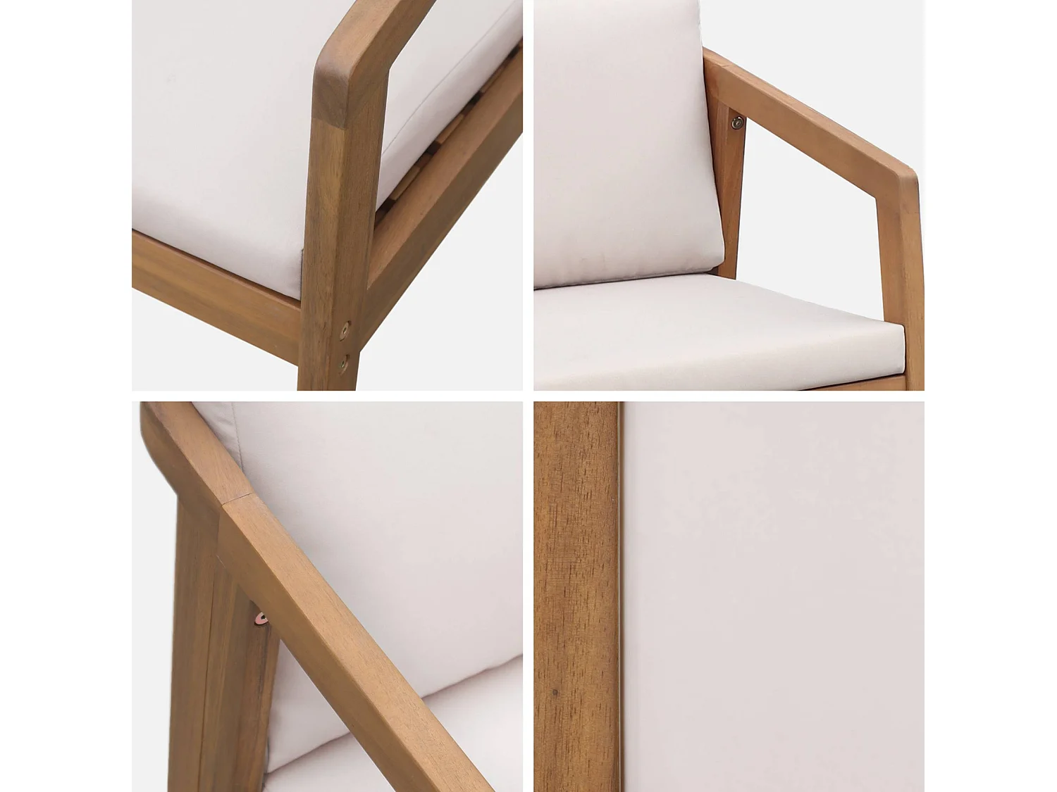 Set 2 sedie da giardino in legno di acacia, beige