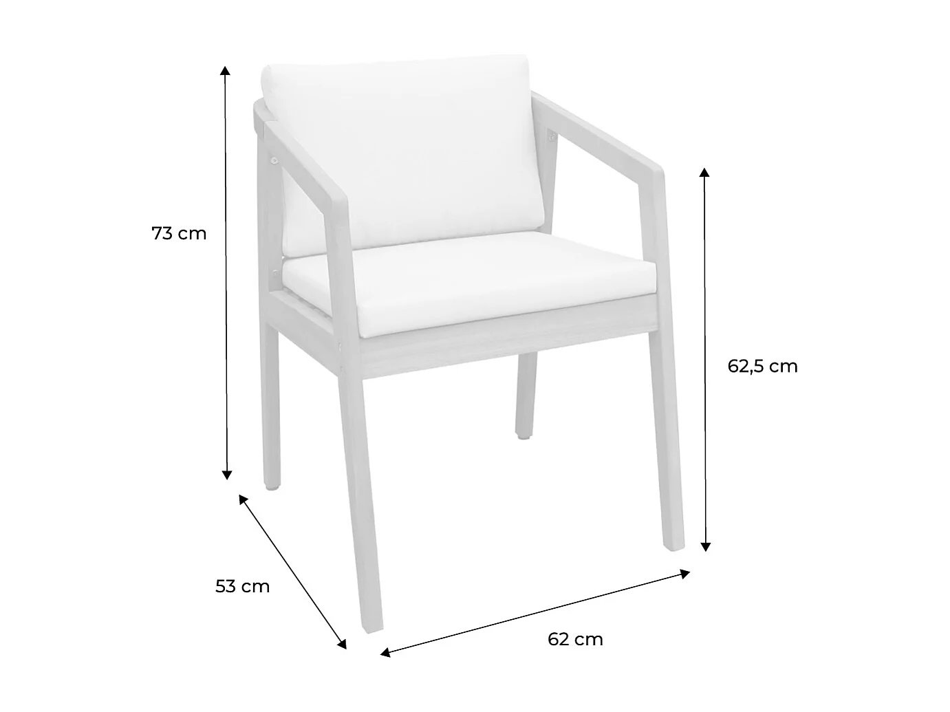 Set 2 sedie da giardino in legno di acacia, beige