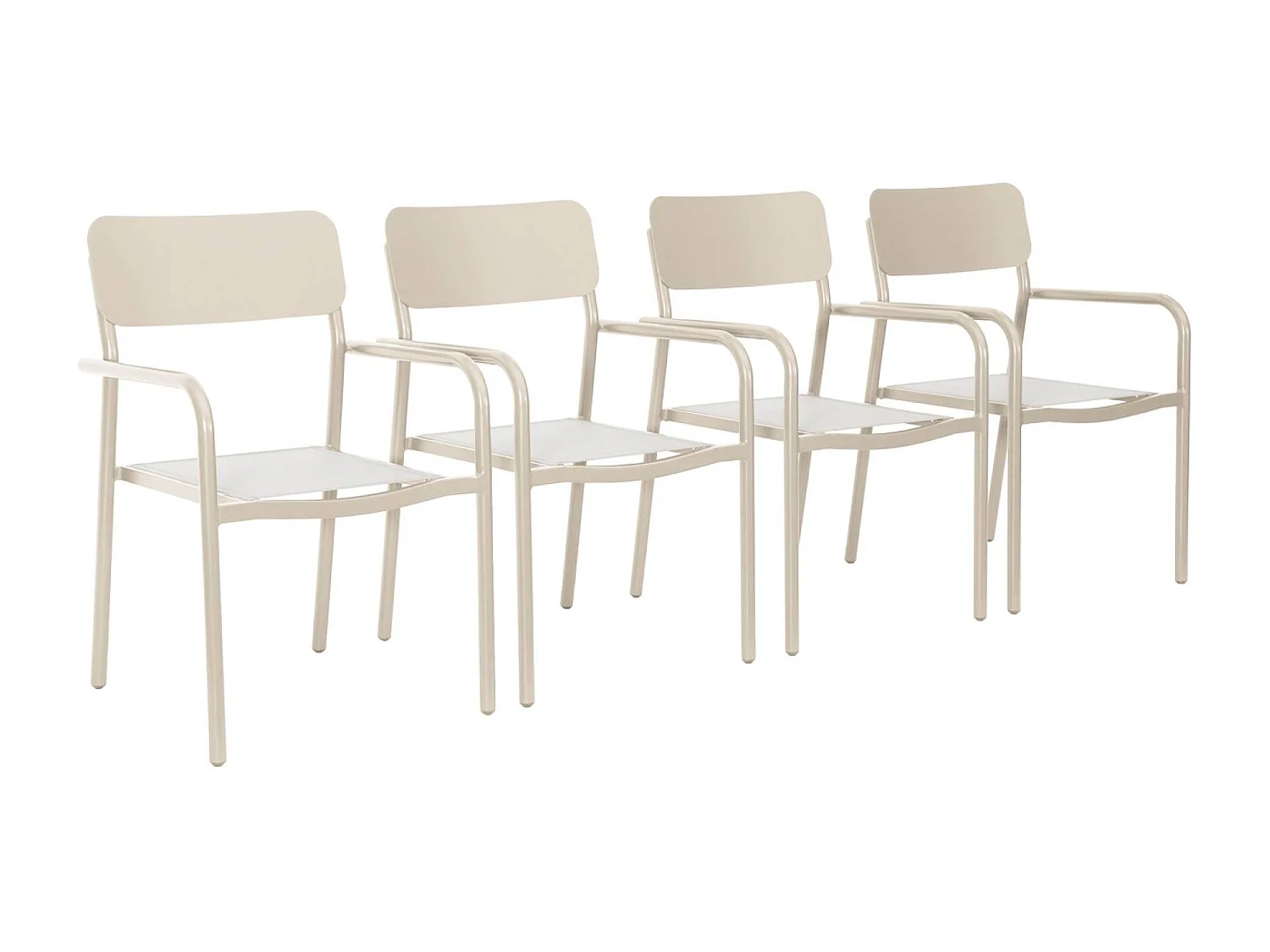 Silla de jardín apilable de aluminio, set de 4 beige