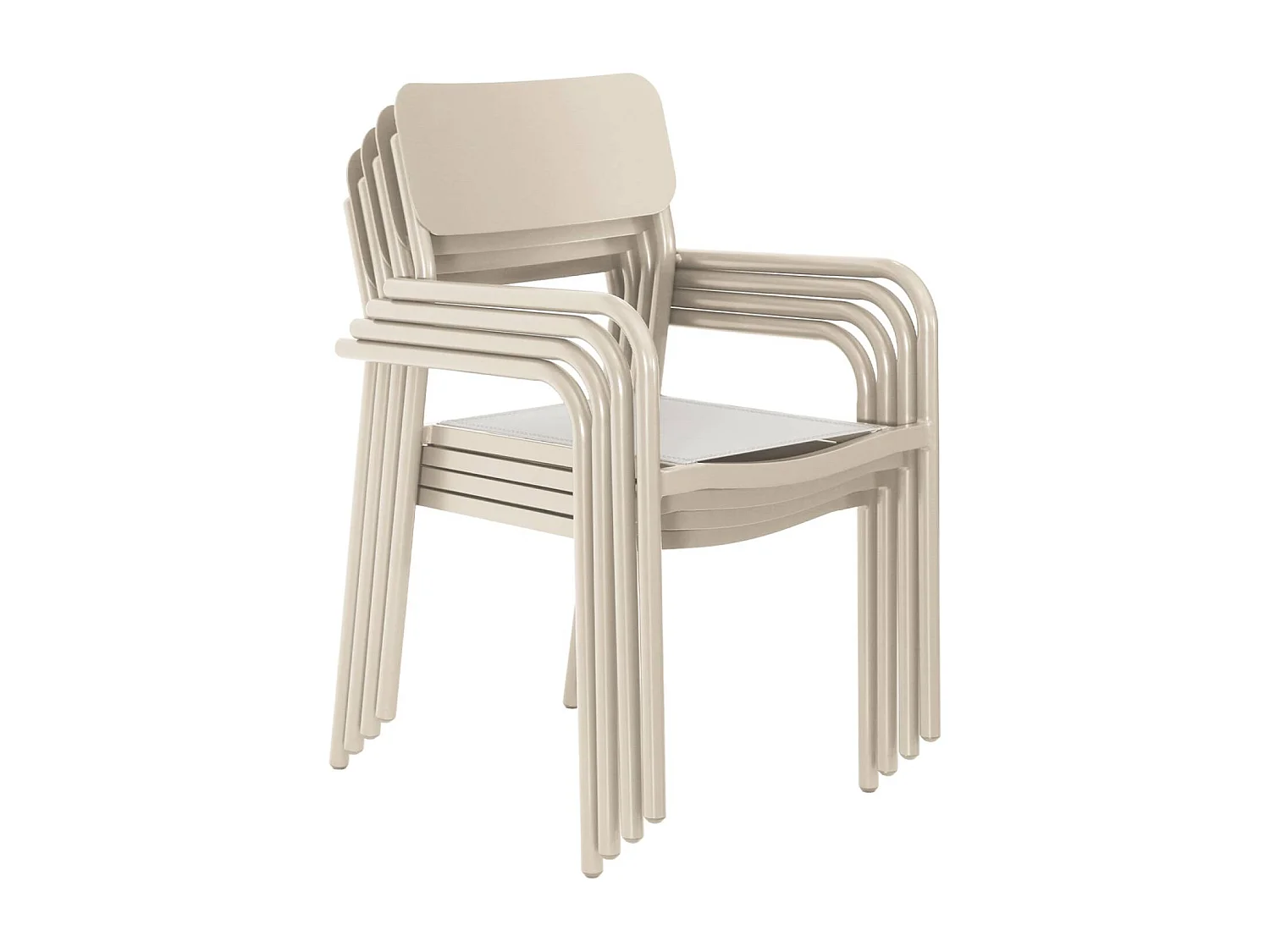 Silla de jardín apilable de aluminio, set de 4 beige