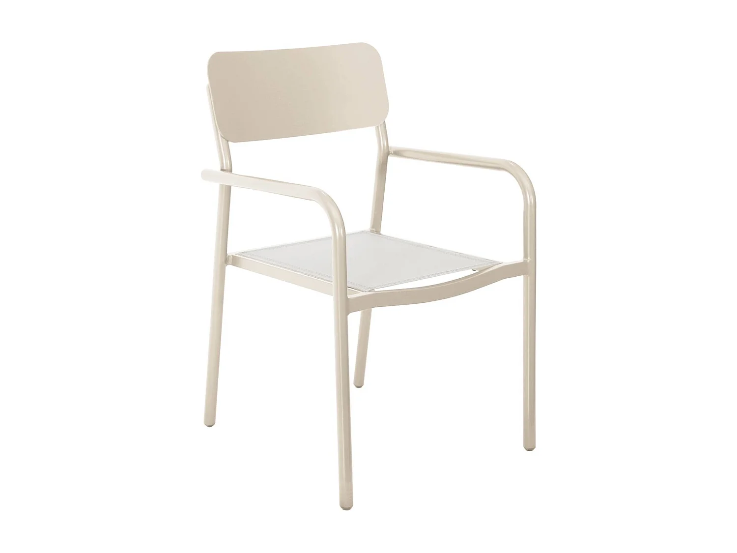 Silla de jardín apilable de aluminio, set de 4 beige