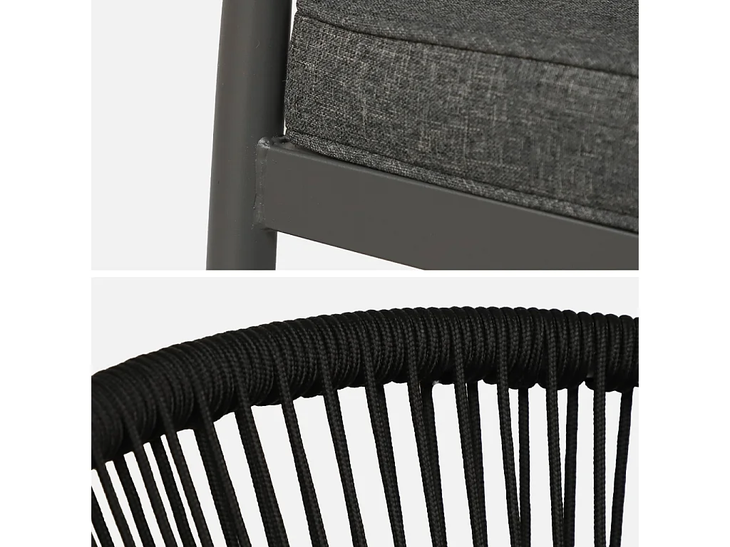 Lot de 2 fauteuils empilables acier et cordes noir - Liora