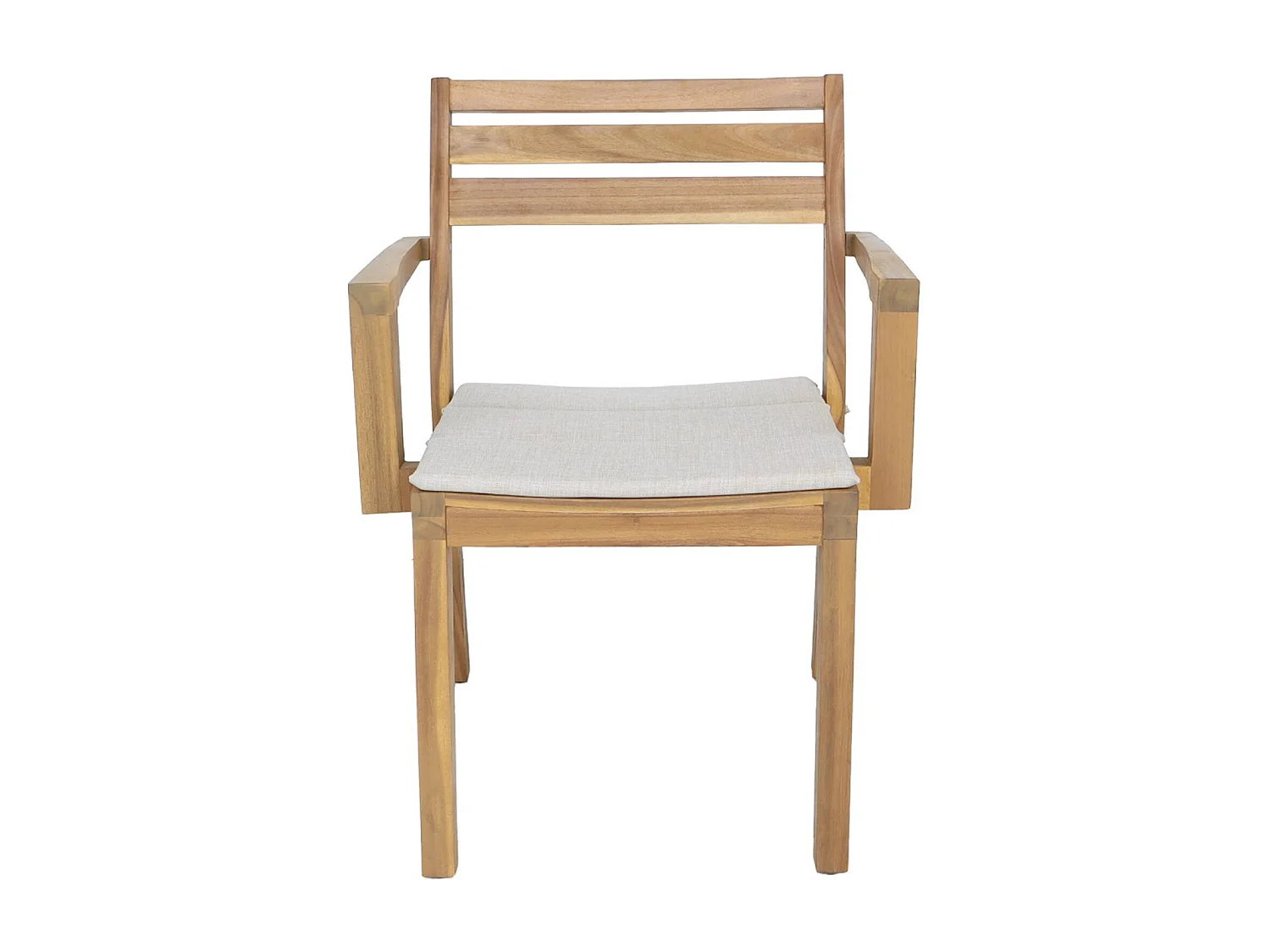 Set di 4 poltrone da giardino in legno di acacia con cuscino, beige