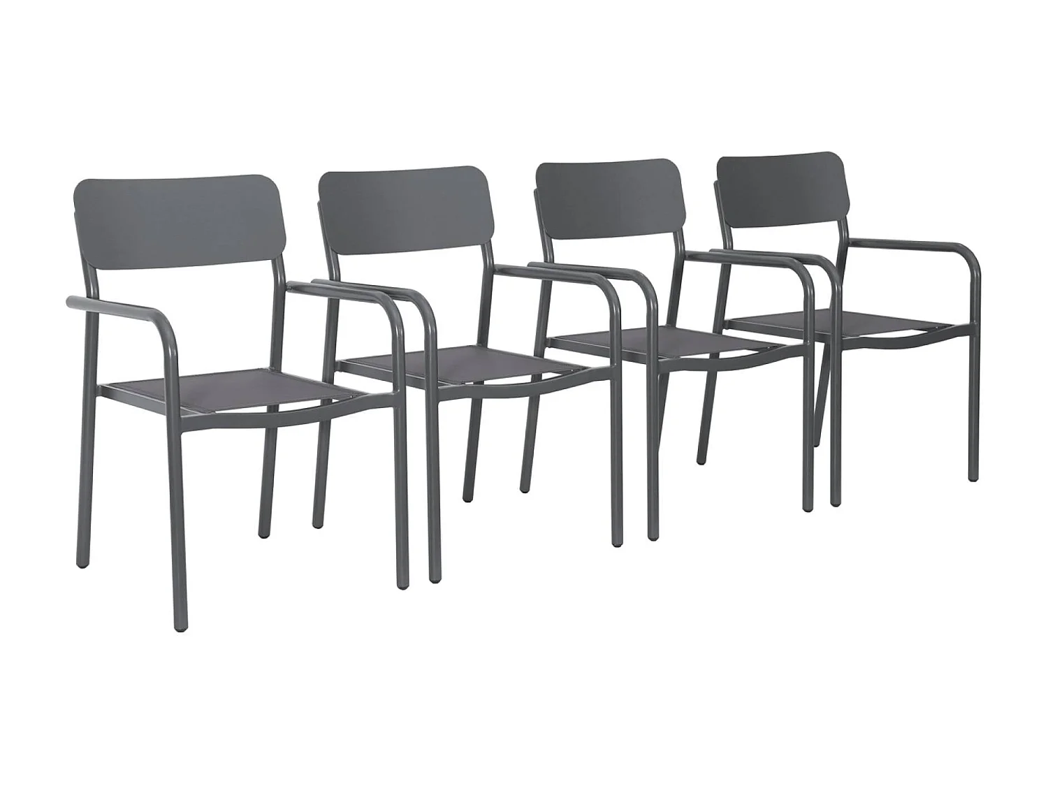 Silla de jardín apilable de aluminio, set de 4 antracita