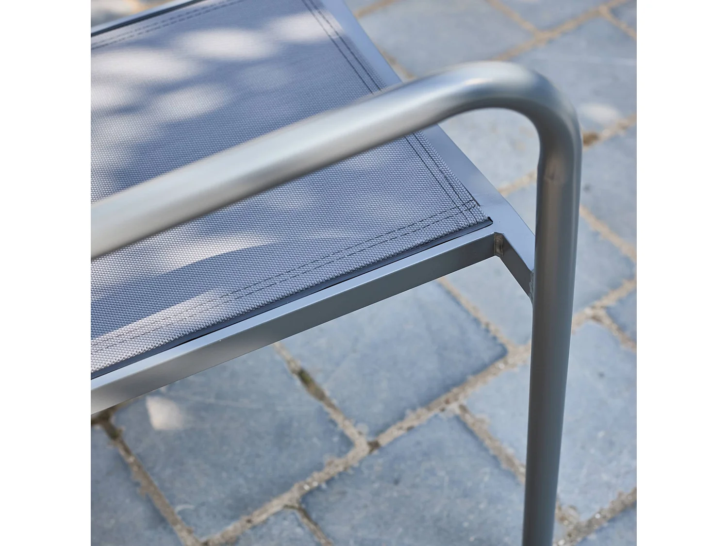 Silla de jardín apilable de aluminio, set de 4 antracita