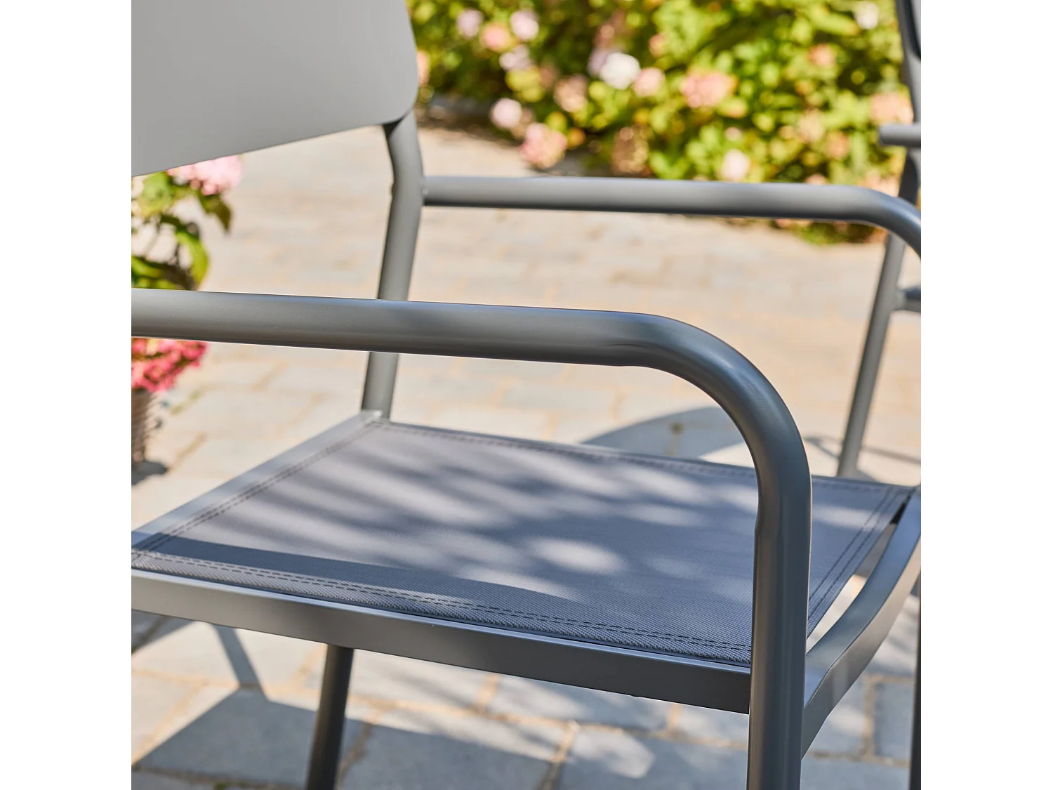 Silla de jardín apilable de aluminio, set de 4 antracita