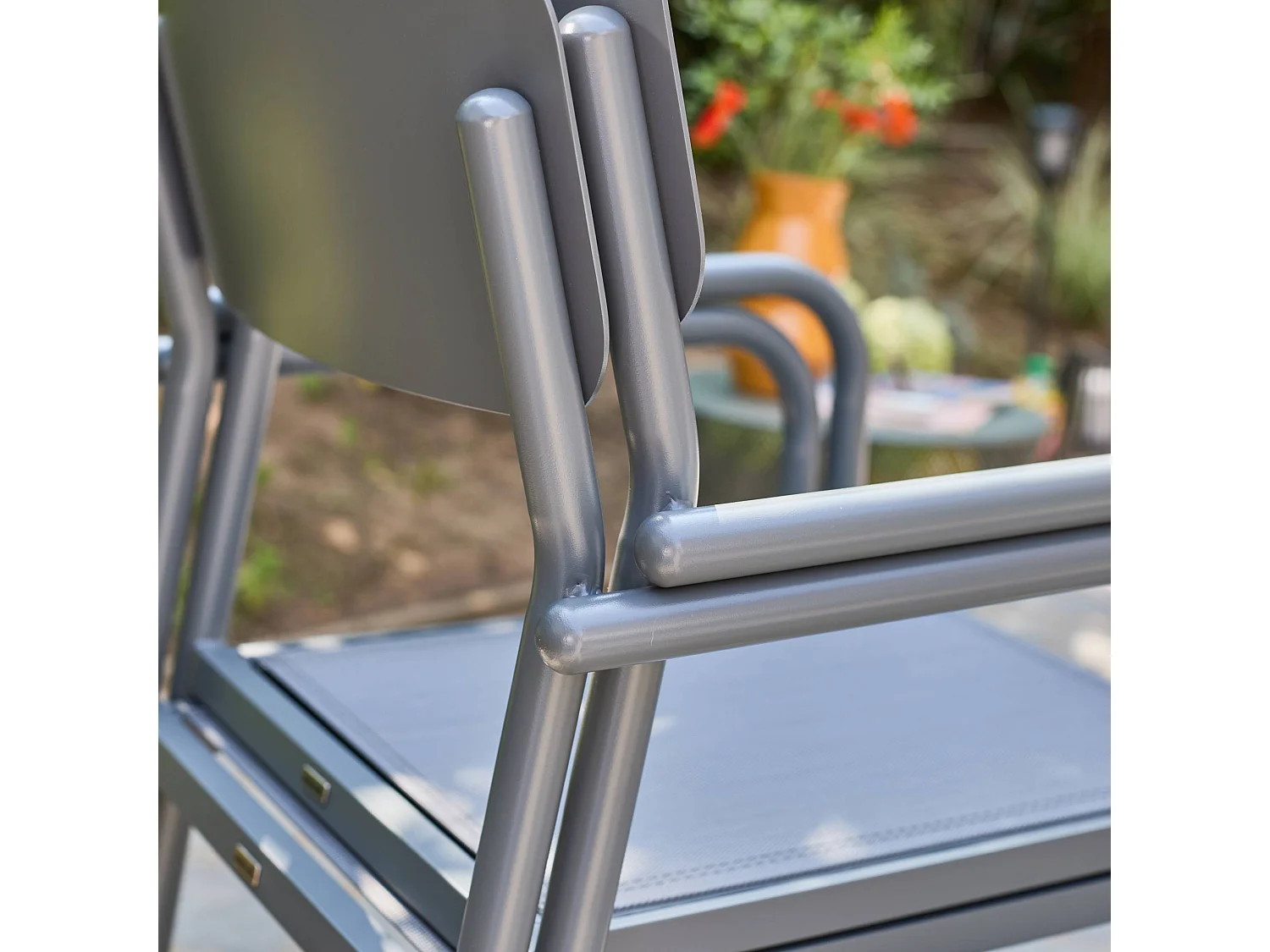 Silla de jardín apilable de aluminio, set de 4 antracita