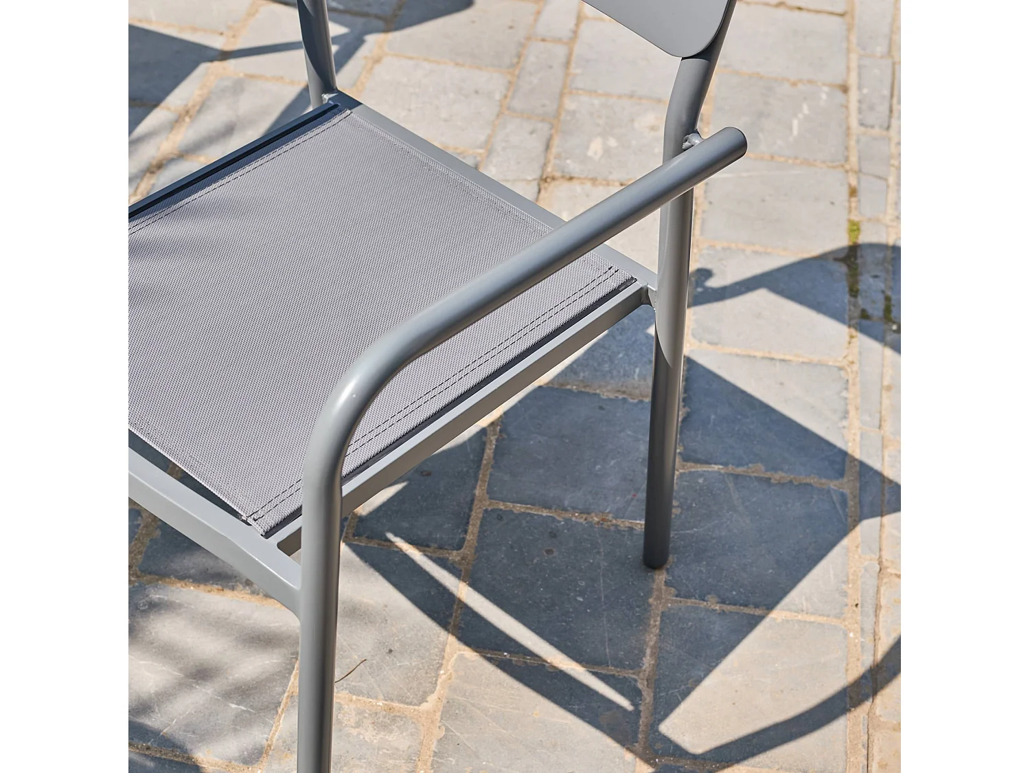 Silla de jardín apilable de aluminio, set de 4 antracita