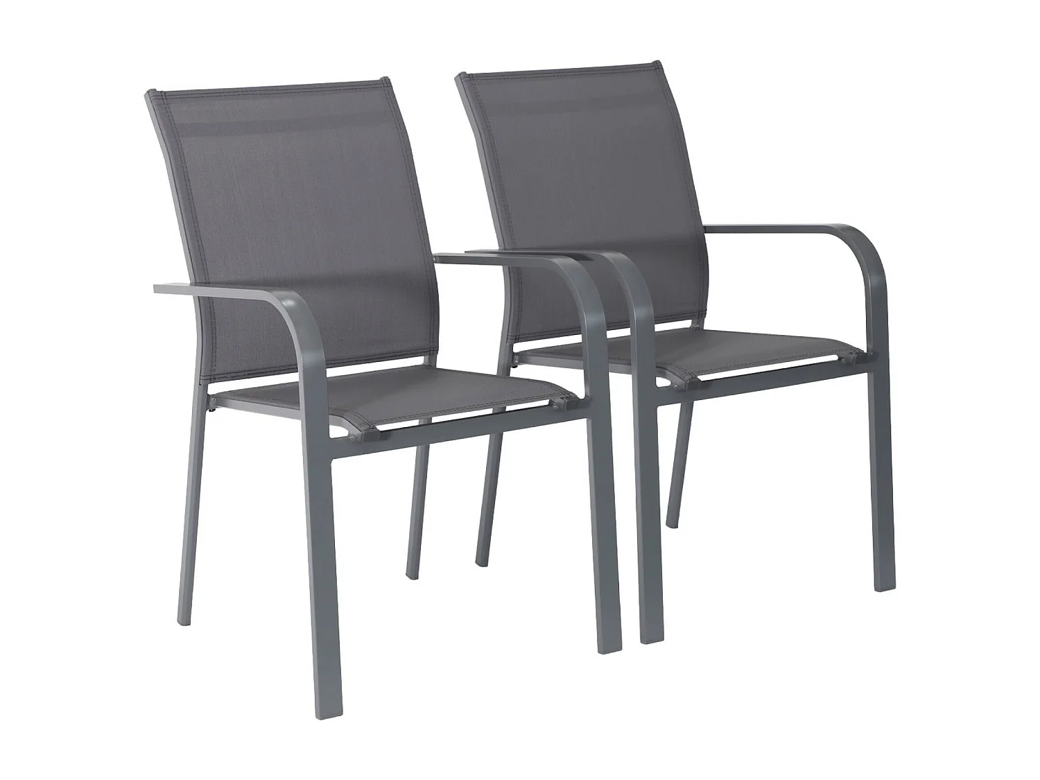 Silla de jardín apilable de aluminio y textileno, set de 2 antracita