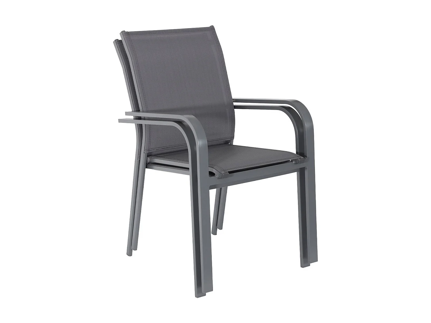 Silla de jardín apilable de aluminio y textileno, set de 2 antracita