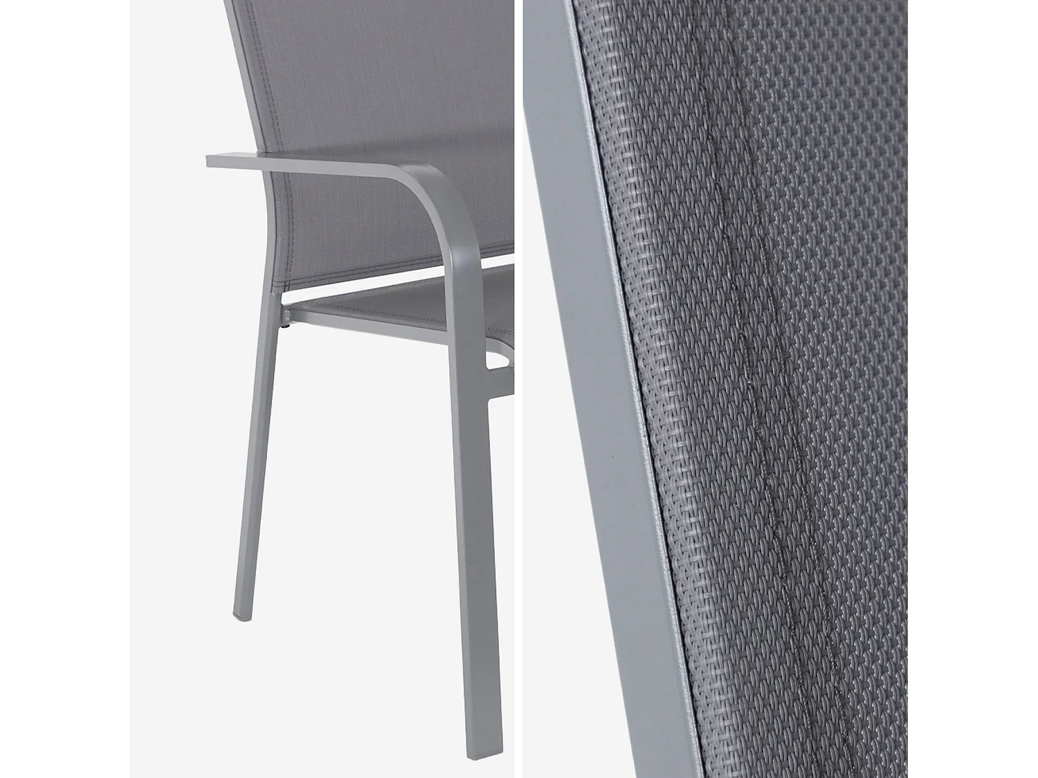 Silla de jardín apilable de aluminio y textileno, set de 2 antracita