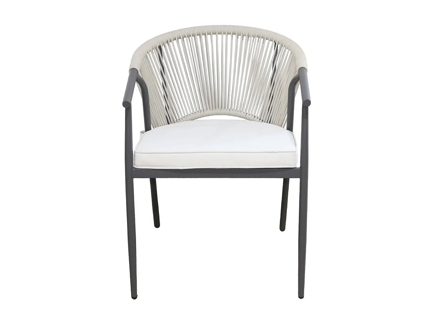 Set 4 sedie da giardino impilabili in acciaio e corde, beige