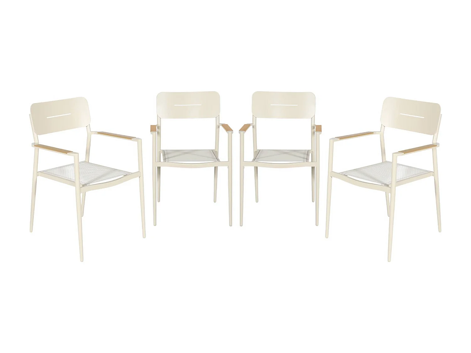 Sillón de jardín de aluminio y textileno, set de 4 beige