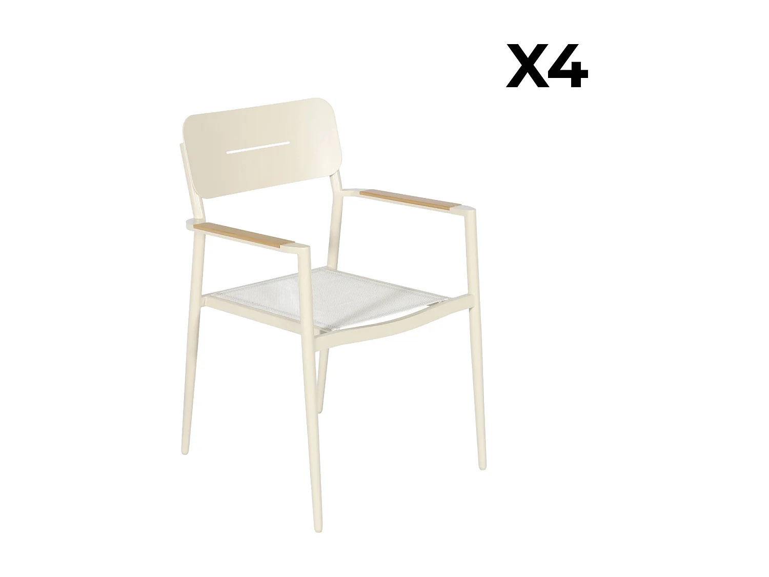 Sillón de jardín de aluminio y textileno, set de 4 beige