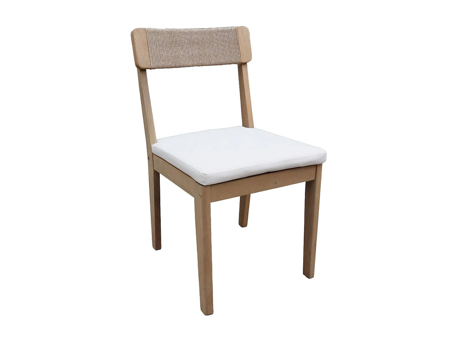 Set 4 sedie da giardino in acacia e corda, marrone naturale