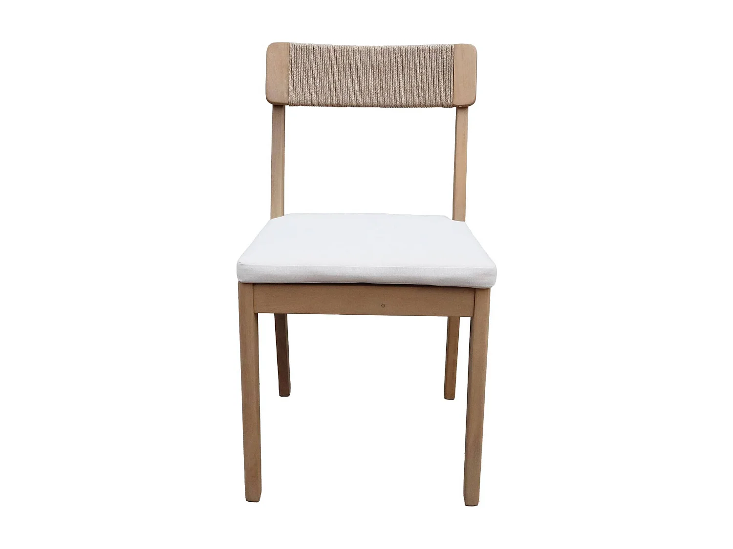 Set 4 sedie da giardino in acacia e corda, marrone naturale