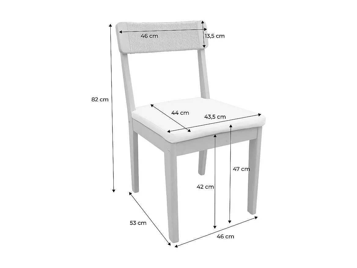 Set 4 sedie da giardino in acacia e corda, marrone naturale