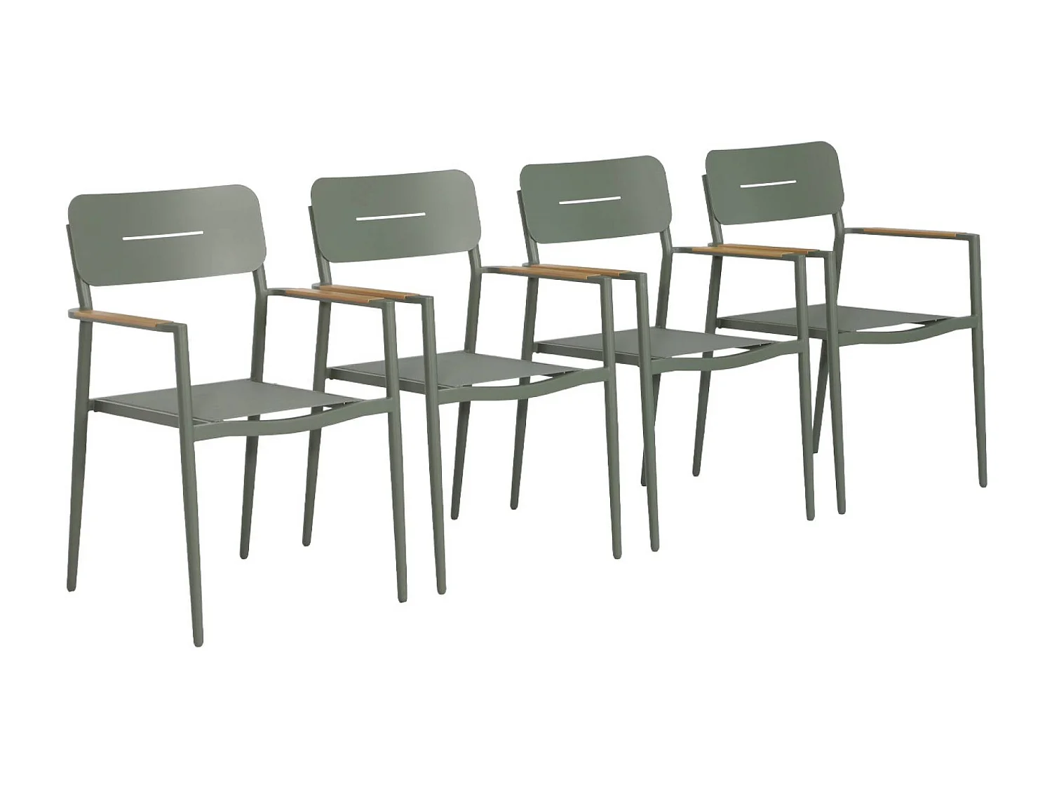 Sillón de jardín de aluminio y textileno, set de 4 verde kaki