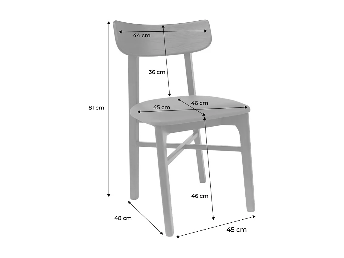 Set di 2 sedie in legno di hevea e similpelle, noce