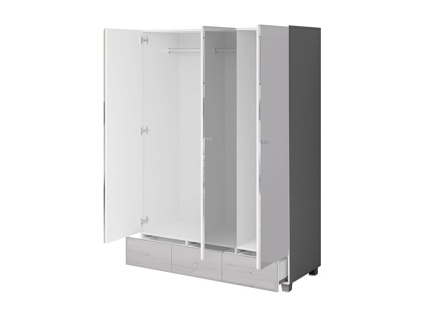 Schrank mit Spiegelfront aus der Kollektion LIVORA. 3 Türen und 3 Schubladen